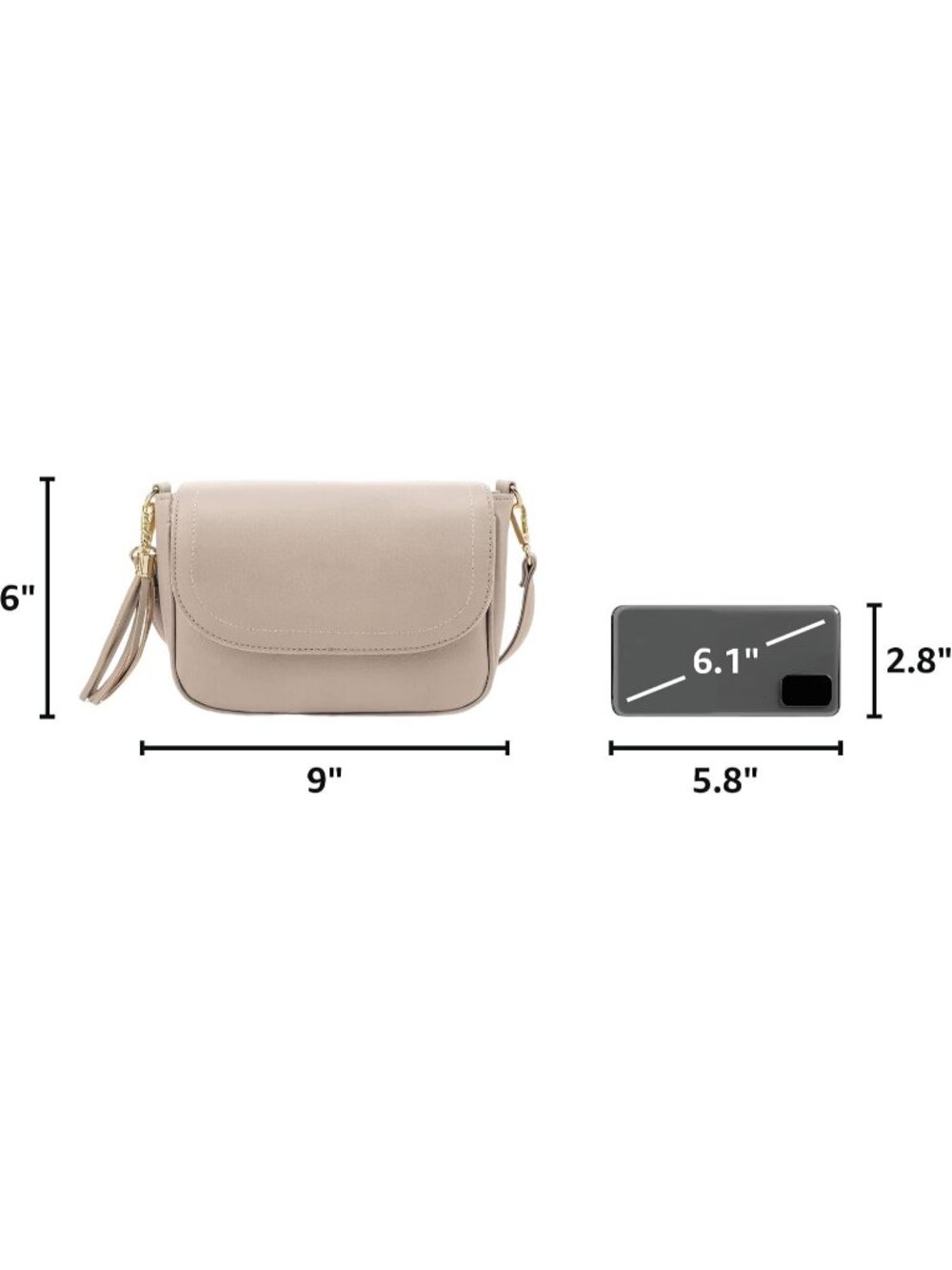 〽️Women's Stone Small Tassel Vegan Leather Trendy Flap Crossbody Shoulder Bag - Picture 3 of 6